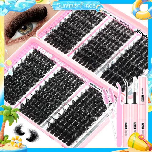 YIDUO Lash Clusters Extension Kit – Mixed Fluffy Individual Lashes with Lash Book, Multi-Volume Selection, High Cost-Effectiveness, Includes Bond & Seal, for Beginners & Professionals BackToSchool