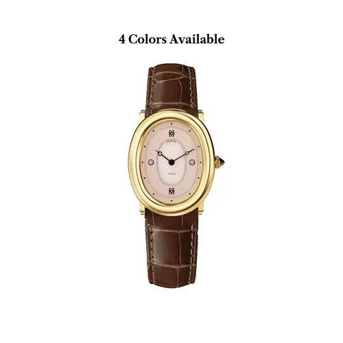 PASCAL Oval Bubble Diamond Watch Vintage Oval Leather Watch with Lab-Grown Diamonds for Women & Men