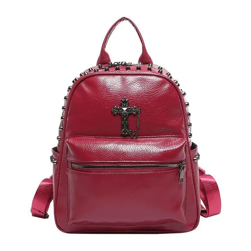 2026 Winter New Retro Cross Rivet Backpack Minimalist Stylish Handbag Versatile Commute Shoulder Bag Trendy Daily Women Bag