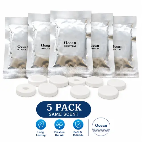 Ocean Scent Aromatherapy Pads for Car Air Vent, 5-Pack Hanging Fragrance Diffuser Refills, Fresh Marine Air Freshener for Car, Bathroom, Closet, Office & Home
