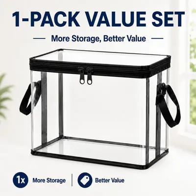 Stuffed Animal Storage Box with Handle, Clear PVC Plush Toy Organizer Bin for Kids Room & Playroom, Dustproof Foldable Doll Storage Container, Large Capacity Home Storage Basket for Bedroom, Nursery & Gift Use summerwins