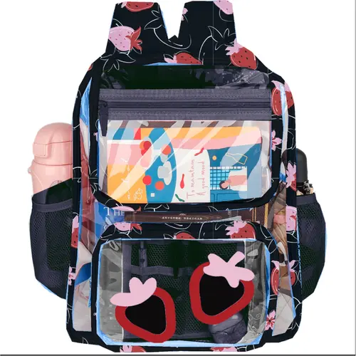 DAKIMOE Clear Backpack Heavy Duty Stadium Approved School Cute Transparent Backpacks Clear Bag Travel