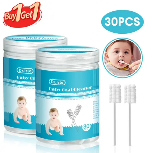 Dr.Isla Baby Safety Toothbrush(60Pcs), Baby Tongue Cleaner, Stop Milk Residue Build-up, 3D Soft Wavy Design for Deep Cleaning, Prevents Caries & Gum Inflammation, 0 Fluorescence, Individually Wrapped, Individually Wrapped for Travel