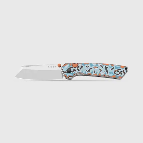 Kizer Madrac Button Liner Lock 14C28N Steel Micarta With Vortex Pattern Handle V3693BSA2, Outdoor Camping EDC for Men