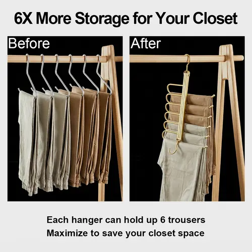 Aircraft-Grade Aluminum Pants Hangers,Golden Metal Alloy Hangers Closet Organizer,Sturdy Space-Saving Clothes Pants Hangers, Closet Organizers for Pants Jeans Skirts Scarf Legging