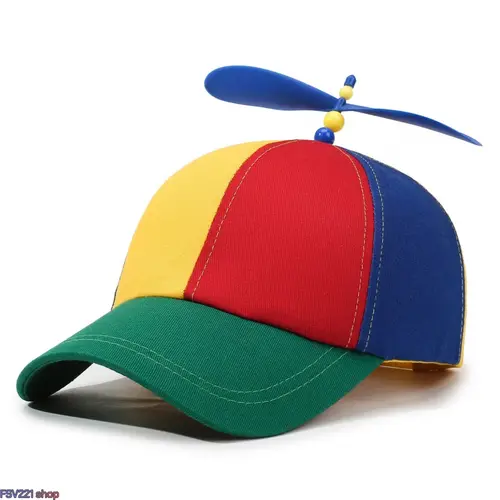 Colorblock Unisex Rainbow Propeller Parent-Child Hat Set - Adjustable Strap Helicopter Baseball Cap & Bucket Hat, Fun for Festivals and Fairs, Camping Essentials Fashion Accessory