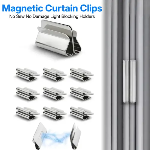 【DealsForYouDays】10 Pairs The New Magnetic Curtain Clips | Strong Double-Sided Light Blocking Magnets, No-Pin No Damage Curtain Closure for Blackout Curtains, Shower Liners, Bedroom Office-YY