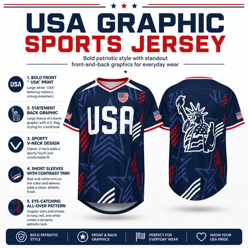 America Soccer Jersey For Men, 2026 USA Soccer Jersey, USA Jersey for Fans, USA Soccer Jersey V-Neck Quick-Drying Casual Wear