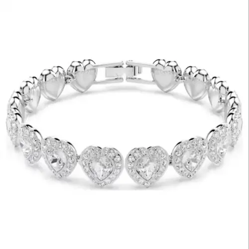2026 Fashion Jewelry New Arrival Heart Design Bracelet, Exquisite Trendy Bracelet, Sparkling High-Quality Tennis Ball Plated Silver Chain, Luxury Holiday Gift for Women, Heart Bracelets