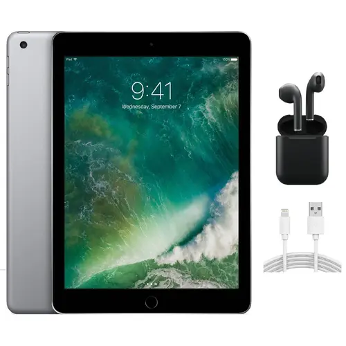 Refurbished Apple iPad 2017 (5th Gen) WiFi Only A1822 - Acceptable Condition with Wireless Earbuds & 1 Year Warranty