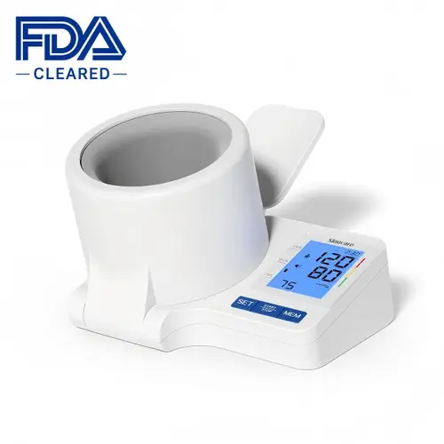 Sinocare Upper Arm 360° Automatic Blood Pressure Monitor,Color Light Up Screen Digital Display,Visual & Easy-to-Understand Number Readout, User-Friendly Design,11-11.5 inch Wide Cuff,Voice Broadcast,2x99 Memories,FDA Cleared