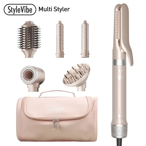 StyleVibe 6-in-1 Multi Hot Air Styler, Salon Blowouts, Defined Curls, Volume Boost & Frizz-Free Straightening, High-Speed Dryer, Auto Wrap Curlers, Hair Straightener, Thermal Brush Blowout Tool, Travel Bag, Ideal Women Gift, Hair Styling Tools, 6 In 1 Cur