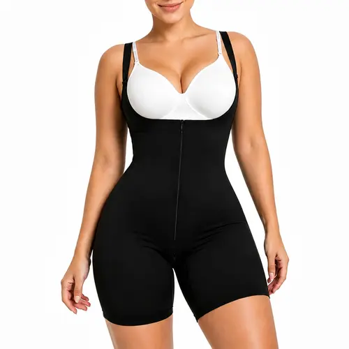 SHAPERX Women's Breathable Fashion Faja Body Shaper, Open Bust Seamless Strong Tummy Control Bodysuit with Crotch Zipper for Easy Bathroom Trips & Wedding Readiness Fit Womenswear