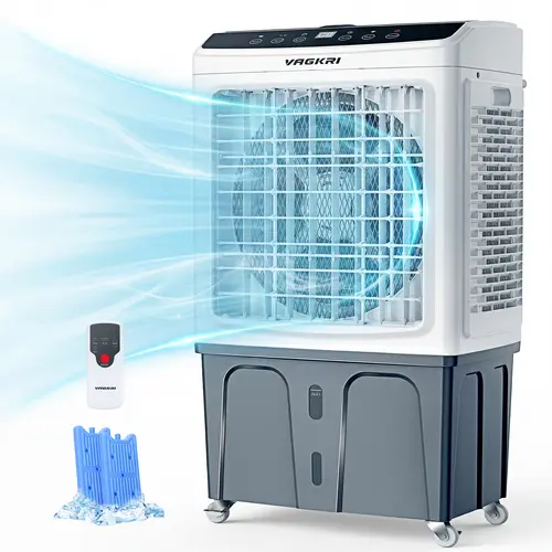 VAGKRI Swamp Cooler, 35L-45L Capacity Evaporative Air Cooler with 3 Modes & Wind Speeds, 120°Oscillation, 24H Timer, Portable Outdoor Air Conditioner with Auto Fill for Patio Garage Commercial Use