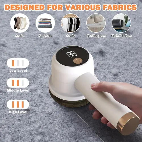 Rechargeable Fabric Shaver with 2 Replaceable Stainless Steel 6-Leaf Blades | Lint Remover with 3-Speed Settings & LED Display - Efficient Sweater and Lint Shaver for Clothes, Removing Fuzz, Lint Balls, Pills.Christmas Gift
