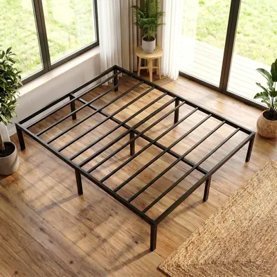 MUTICOR 12/14/18 Inch High Metal Platform Bed Frame with Storage Space – Twin/Full/Queen/King Sizes, No Box Spring Needed, Easy Assembly – White/Black#TikTokShopDealsforYouDays#DealsforYouDays#Summervibes#Summergarden