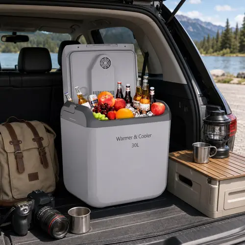 Garvee Portable 30L Car Refrigerator & Warmer – Thermoelectric 12V/110V Dual Power – Lightweight, Compact, With Handle – Ideal for Vehicle, Truck, Travel, Camping – Auto Interior Mini Fridge