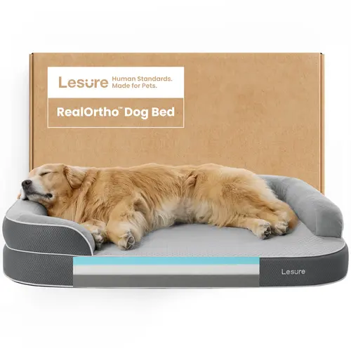 Lesure RealOrtho Dog Bed- Orthopedic Support Joint Protection for Large & Senior Dogs,Premium Memory Foam Orthopedic Bed for Senior Joint Support with Waterproof Washable Cover, Comfort Couch Sofa for Deep Sleep