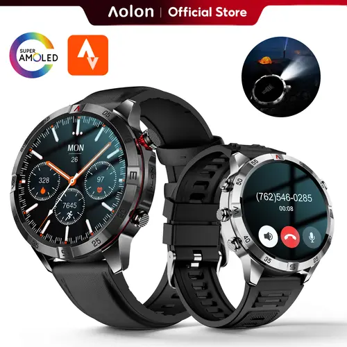 Aolon GT6 Pro Business Smart Wearable Device, 1.51" AMOLED Screen, Bluetooth Call, Message Reminder, Heart Rate Monitoring, Stress & Sleep Tracking, 5-Button Design, 60-Day Battery, IP68 Water Resistant, 1ATM, Business & Travel Ready, Built-in Memory