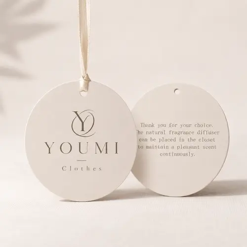 Round Hanging Closet Fragrance Sachet, Scented Wardrobe Freshener Card for Clothes, Drawer, Closet and Storage Spaces, Minimalist Beige Hanging Air Freshener