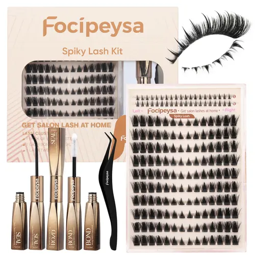 Focipeysa Spiky Lash Clusters | Cat Eye Eyelash Clusters | Manga, Fluffy, Beginner-friendly | Lash Kit with Bond and Seal, Resuable, Waterproof | Get Flawless Salon Extensions at Home | Complements  All Makeup Looks,back to school