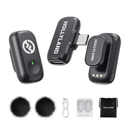Hollyland LARK A1 Wireless Microphone - USB-C Plug-and-Play Noise Canceling Magnetic Mini Mic (45kHz/24bit) for iPhone, Android, Podcast, Streaming, Filming, Anniversary, Casual Use, Noise Canceling Mics