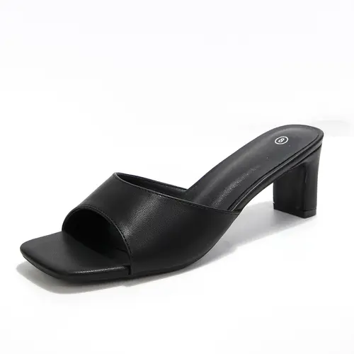 Mysoft Women's Elegant Square Toe Block Heel Slip-On Dress Shoes, Classy Mules for Party & Office, Formal Footwear