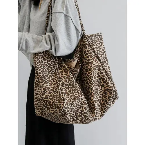 Women's Fashion Leopard Pattern Tote Bag, Large Capacity Shoulder Bag for Daily Used, Casual Trendy Versatile High-quality Daily Commuting Bag, Girl Fashionable Shopping Bag, Commuter Tote Bag, Stylish Tote Bag