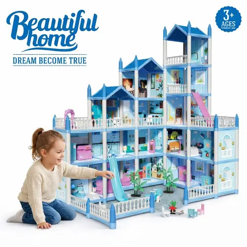 16-Room Sturdy Colorful Dollhouse (25" x 18" x 29"), Unisex Pretend Play Playhouse, Doll Playsets for Kids, Party Toy Gift #backtoschool #sohochic