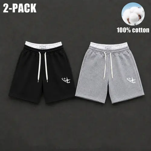 Mens Printed Shorts 2 Pack and 3 Pack Set Relaxed Fit Summer Shorts with Elastic Waist Drawstring Everyday Gym Lounge Streetwear Vacation Outfit Big Shorts Trend for Casual Wear Beach Trip Campus Festival Weekend Skate Style Daily Rotation