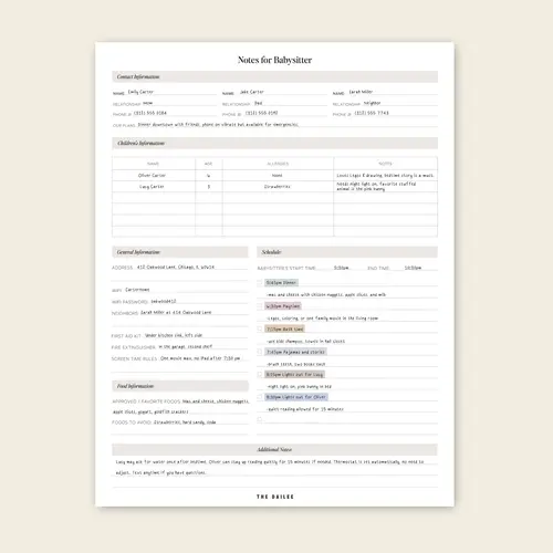 Babysitter Notepad, Organization Tool for Childcare - Includes Prompt Questions, The Notebook for Efficient Care Planning