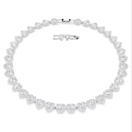2026 Fashion Jewelry Party New Arrival Heart Necklace, Shiny High-Quality Tennis Ball Shape Silver Color Necklace, Birthday Gift Jewelry, Luxury Holiday Gift for Women 5720857