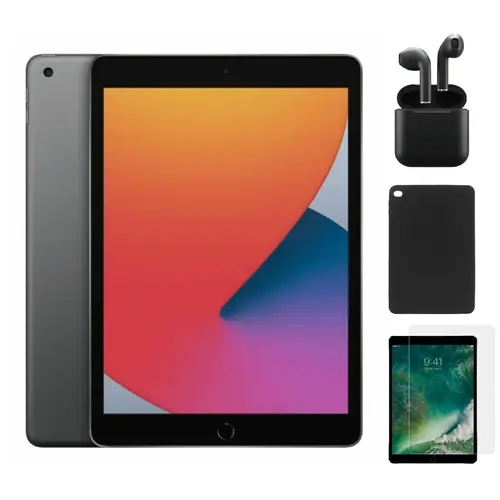 Refurbished iPad 8th Gen (WiFi)-Excellent Condition with Case, Wireless Earbuds,Tempered Glass Screen Protector & 1 Year Warranty