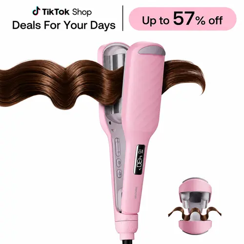 BABONIR 1-Inch Ionic Ceramic 3-Barrel Hair Curler for Women, Plug-Powered Beach Waves Wand with Fast Heating, Adjust Temps, Anti-Scald Full Insulation, Dual Voltage, Frizz Control, Travel-Friendly Pink Hair Styling Tool