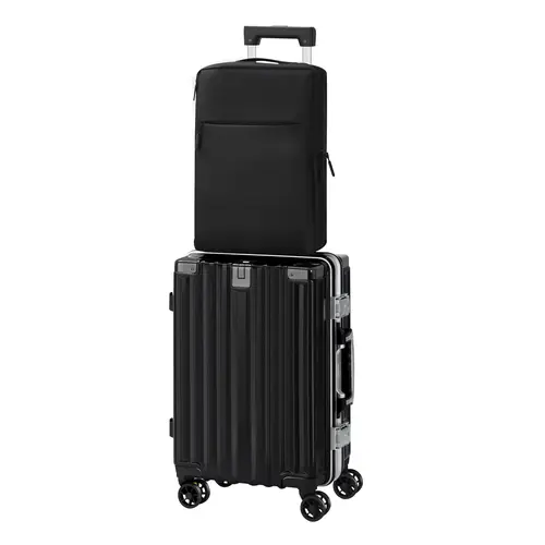 20-Inch Black Aluminum Frame Carry On Luggage Sets with USB Charging Backpack, Anti-Shock Reinforced Corners, Organized Interior for Business & Weekend Travel