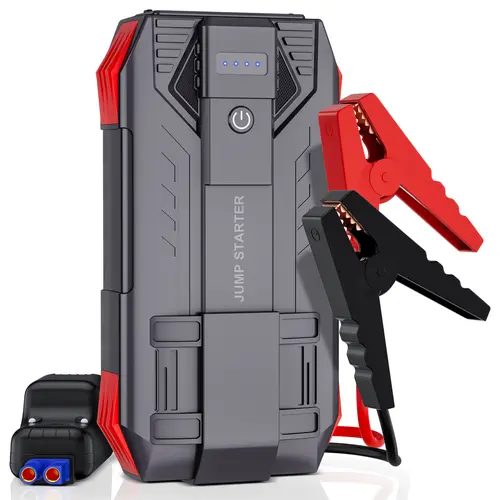 【Povasee 】Car Battery Jump Starter, 4000A Peak Jump Starter Battery Pack for Up to 10L Gas and 8L Diesel Engines, 12V Portable Jump Box with USB/Power Bank/Dual Output/LED Light