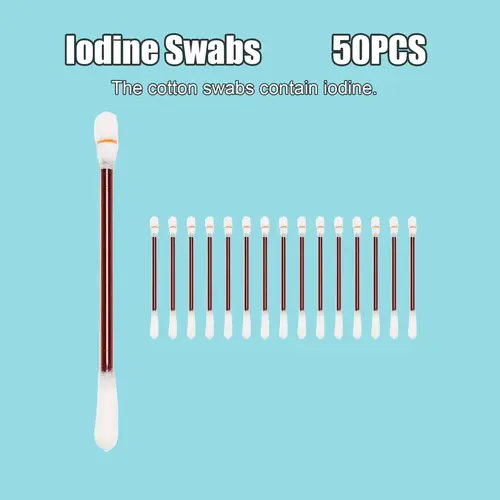 50/100 pcs iodophor cotton swabs, individually sealed packaging, multi-functional emergency supplies, used for daily cleaning, home first aid and travel, compact and easy to carry, suitable for outdoor activities and daily use