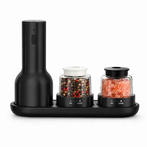 ODIFORGO Rechargeable Electric Spice Grinder - 2026 New Stainless Steel, Adjustable Coarseness, Dual Chambers for Pepper & Sea Salt, Modern Home Cooking Spices Organizer Seasoning Containers (Kitchen, Gifting Use), Seasoning Organizer, Reusabl