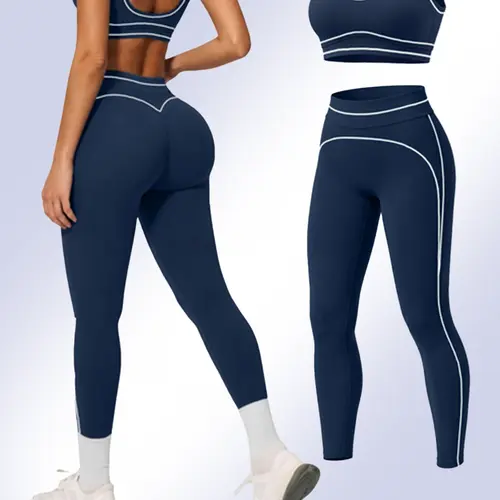GYMER Women's 2-Piece Sports Set, Airbrush High-Waist 7/8 Heart Throb Back Scrunch Butt-Lifting Seamless Compression Yoga Leggings for Gym Workout Fitness Training, Back Scrunch Leggings