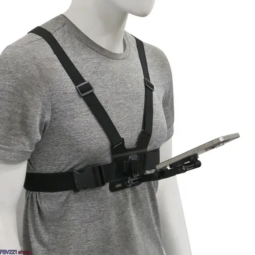 Durable Phone Chest Mount Holder, Unisex Hands-Free Mobile Accessory Set with Adjustable Non-Slip Straps for Smartphones & Action Cameras, POV Recording Cellphone Accessory