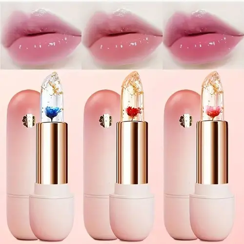Transparent Petal Temperature-Changing Lipstick Set - Long-Wear, Waterproof Moisturizer Lip Tint for Adults, Glossy Finish, Glowing Makeup & Lip Care, Water Proof