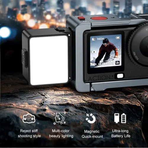 Portable Magnetic Light for Dji Action 5 Pro/4/6, Quick Detachable Vlog Lighting, Light for Video Recording, Sports Camera Accessory, Light Accessories, Street Photography Kit, Photography Supplies