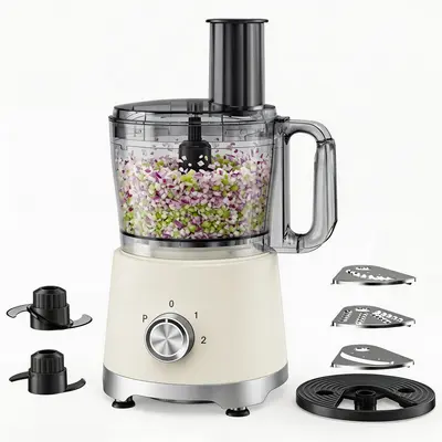 Food Processor 10.5 Cups, 600W Powerful Food processors with 5 Blades, Dishwasher Safe Meat Grinder for Slicing, Shredding, Chopping, Kneading, for Meat, Vegetables, Fruit, Dough