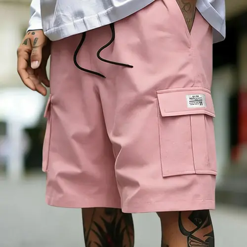 URMCZ Men’s Baggy Summer Cargo Shorts - Fashion Label, Multiple Pockets, Lightweight Breathable Utility Work Bottoms, Outdoor Army-Style Combat Bottoms, Soho Chic Casual Athletic Wear, Father’s Day Gift