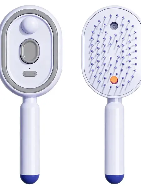 [Not straightened] Electric Spray Air Cushion Massage Comb, Self-Cleaning Anti-Tangle Hair Brush, Anti-Static Volumizing Scalp MassageBrush for Dry Frizzy Hair Care, No Essential Oil Included