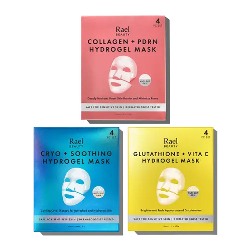 Hydrogel Mask Trio - Glowing Blemish-Targeting Facial Mask, Repair, Soothing, Reset, Cooling for Puffiness, Flexible Gel Hugs Skin
