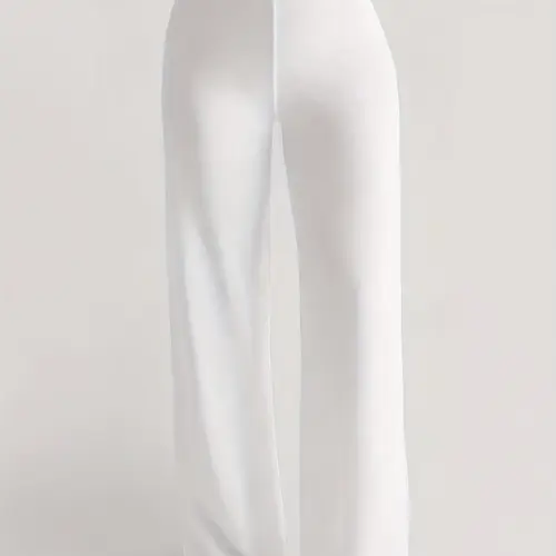 Women's Solid Color Casual Straight-Leg Mid-Waist Elastic Long Pants, Comfortable Soft Breathable Fabric, All-Season Wear for Home, Sports, Yoga, Outdoor