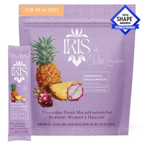 IRIS x Chloe Xandria Pineapple Dragonfruit Hormone Health Electrolyte Drink Mix - 15 On-The-Go Sticks Pineapple Dragonfruit for PCOS Support & Ovarian Function with 40:1 Myo & D-Chiro Inositol, Magnesium, Prebiotic Fiber