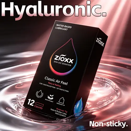 ZIOXX Classic Air Feel Male Natural Latex Condoms, 12-Count Thin Prop 65 Safe Protection Aid, 52mm Water-Based Smooth Everyday Comfort with Natural Soft Reservoir Tip