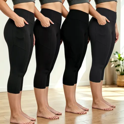 Women's 4-Pcs High Waist Yoga Shorts - Soft Stretch, Tummy Control, Butt Lifting, Breathable with 2 Pockets - High Waisted Thigh Bottoms for Summer Outdoor Gym Biking - No Pants for Athletes Activewear